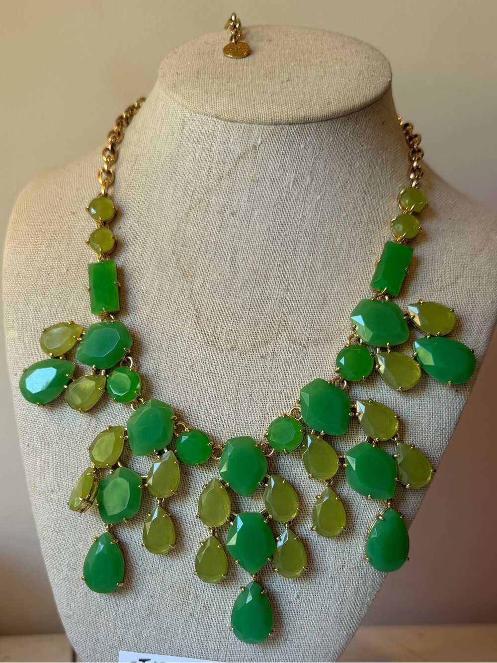 Stella & Dot Lime Green and Kelly Green Bib Necklace